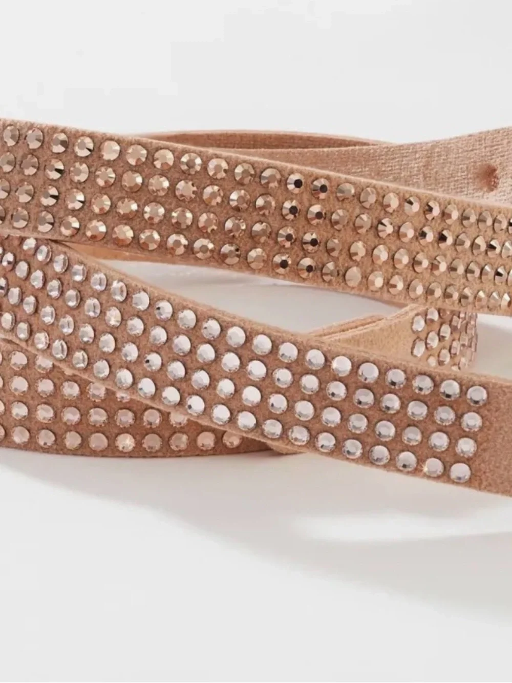 Vegan Suede Tri-Wrap Bracelet with Sparkling Studs - Blush